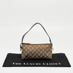 Pre Owned Gucci Beige/Brown GG Canvas and Leather Pochette Bag