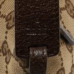 Pre Owned Gucci Beige/Brown GG Canvas and Leather Pochette Bag