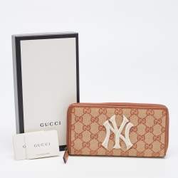 Gucci Beige GG Canvas New York Yankees Continental Wallet