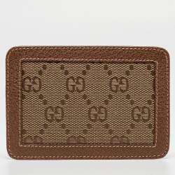 Gucci Brown GG Canvas and Leather Card Holder