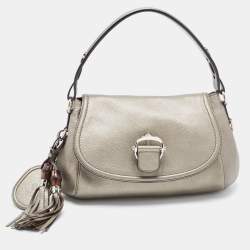 مملوكة مسبقًا Gucci Grey Leather Techno Horsebit Flap Bag