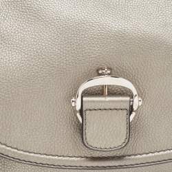 مملوكة مسبقًا Gucci Grey Leather Techno Horsebit Flap Bag