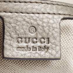 مملوكة مسبقًا Gucci Grey Leather Techno Horsebit Flap Bag