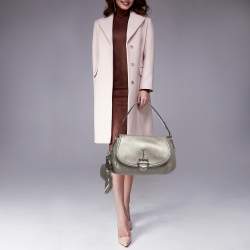 مملوكة مسبقًا Gucci Grey Leather Techno Horsebit Flap Bag