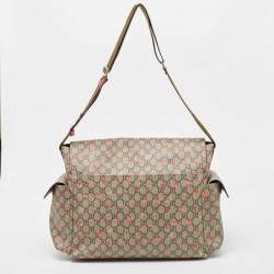 Pre Owned Gucci Beige GG Supreme Strawberry Canvas Diaper Bag