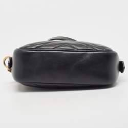 Gucci Black Matelasse Leather Mini GG Marmont Chain Shoulder Bag