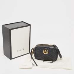 Gucci Black Matelasse Leather Mini GG Marmont Chain Shoulder Bag