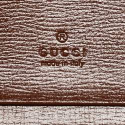 Gucci Brown/Beige GG Supreme Canvas and Leather Horsebit 1955 Flap Card Case