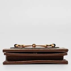 Gucci Brown/Beige GG Supreme Canvas and Leather Horsebit 1955 Flap Card Case