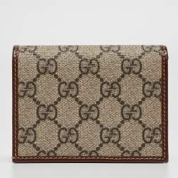 Gucci Brown/Beige GG Supreme Canvas and Leather Horsebit 1955 Flap Card Case