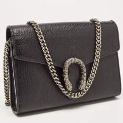 Gucci Black Leather Dionysus Crystals Wallet On Chain