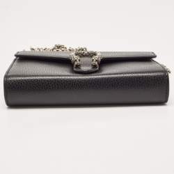 Gucci Black Leather Dionysus Crystals Wallet On Chain