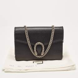 Gucci Black Leather Dionysus Crystals Wallet On Chain