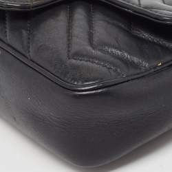 مملوكة مسبقًا Gucci Black Matelassé Leather Super Mini GG Marmont Shoulder Bag