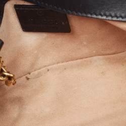 مملوكة مسبقًا Gucci Black Matelassé Leather Super Mini GG Marmont Shoulder Bag