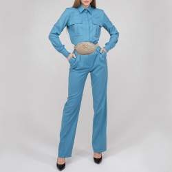 Pre Owned Gucci Beige Matelassé Leather GG Marmont Belt Bag