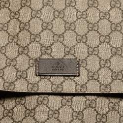 Pre Owned Gucci Beige/Brown GG Supreme Canvas Messenger Diaper Bag 