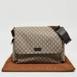 Pre Owned Gucci Beige/Brown GG Supreme Canvas Messenger Diaper Bag 