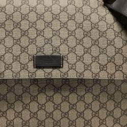 Pre Owned Gucci Beige/Brown GG Supreme Canvas Messenger Diaper Bag 