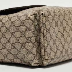 Pre Owned Gucci Beige/Brown GG Supreme Canvas Messenger Diaper Bag 