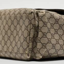 Pre Owned Gucci Beige/Brown GG Supreme Canvas Messenger Diaper Bag 