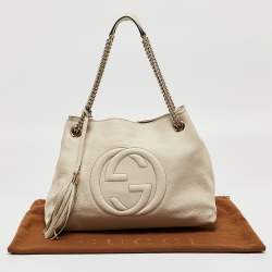 Pre Owned Gucci Off-White Leather Medium Chain Soho Shoulder Bag