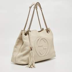 Pre Owned Gucci Off-White Leather Medium Chain Soho Shoulder Bag