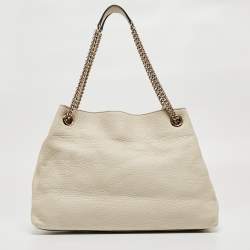 Pre Owned Gucci Off-White Leather Medium Chain Soho Shoulder Bag