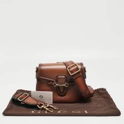 Pre Owned Gucci Brown Ombre Leather Medium Lady Web Shoulder Bag