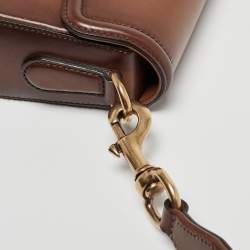 Pre Owned Gucci Brown Ombre Leather Medium Lady Web Shoulder Bag