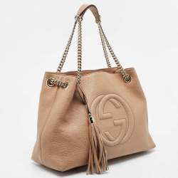 Gucci Beige Leather Medium Chain Soho Shoulder Bag