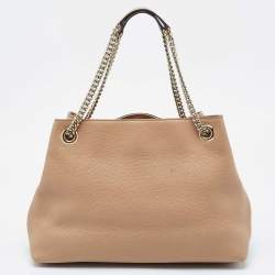 Gucci Beige Leather Medium Chain Soho Shoulder Bag