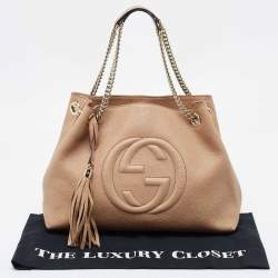 Gucci Beige Leather Medium Chain Soho Shoulder Bag