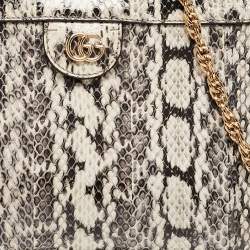 Pre Owned Gucci Black/White Watersnake Leather Small GG Ophidia Shoulder Bag