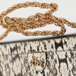Pre Owned Gucci Black/White Watersnake Leather Small GG Ophidia Shoulder Bag