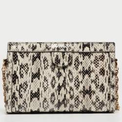 Pre Owned Gucci Black/White Watersnake Leather Small GG Ophidia Shoulder Bag