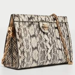 Pre Owned Gucci Black/White Watersnake Leather Small GG Ophidia Shoulder Bag