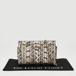 Pre Owned Gucci Black/White Watersnake Leather Small GG Ophidia Shoulder Bag