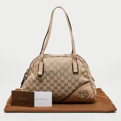 مملوكة مسبقًا Gucci Beige GG Canvas and Leather New Britt Satchel