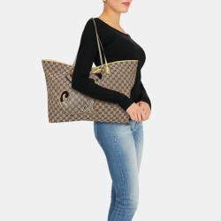 مملوكة مسبقًا Gucci  Women's Fabric Tote Bag - Beige - One Size