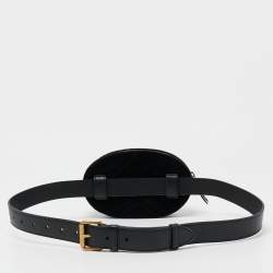 Pre Owned Gucci Black Matelassé Velvet GG Marmont Belt Bag