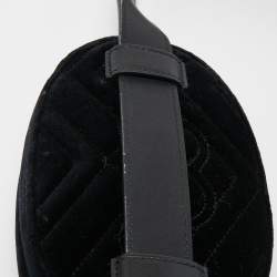 Pre Owned Gucci Black Matelassé Velvet GG Marmont Belt Bag