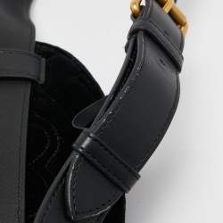 Pre Owned Gucci Black Matelassé Velvet GG Marmont Belt Bag