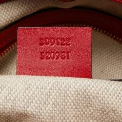 Pre Owned Gucci Red/Beige GG Canvas and Leather Valentine Tote