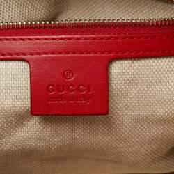 Pre Owned Gucci Red/Beige GG Canvas and Leather Valentine Tote