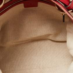 Pre Owned Gucci Red/Beige GG Canvas and Leather Valentine Tote