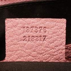 Pre Owned Gucci Pink Leather Anita Bamboo Hobo