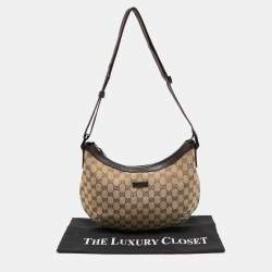 Gucci Beige/Brown GG Canvas and Leather Zip Hobo