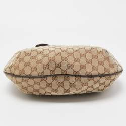 Gucci Beige/Brown GG Canvas and Leather Zip Hobo