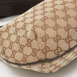 Gucci Beige/Brown GG Canvas and Leather Zip Hobo